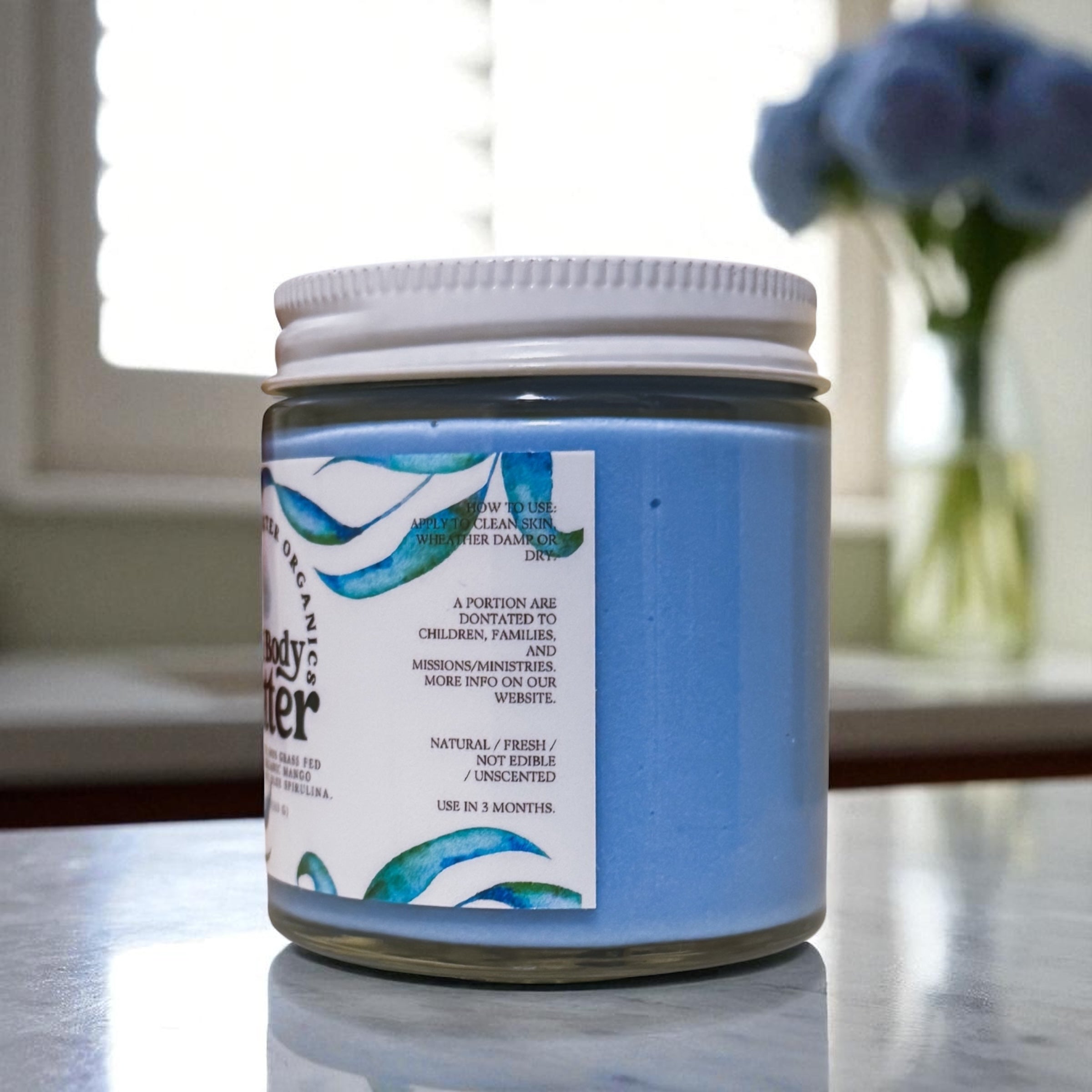 Beachy Tallow Body Butter with Organic Blue Spirulina and Grass Fed Tallow