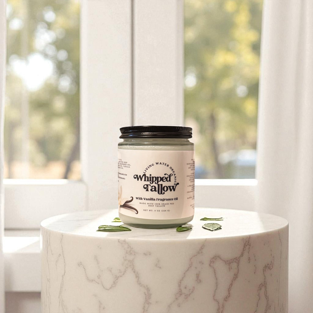 100% Grass Fed Whipped Tallow for Face, Hair, and Skin, Natural Tallow