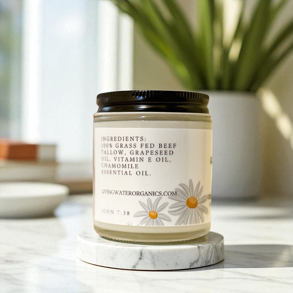 100% Grass Fed Whipped Tallow for Face, Hair, and Skin, Natural Tallow