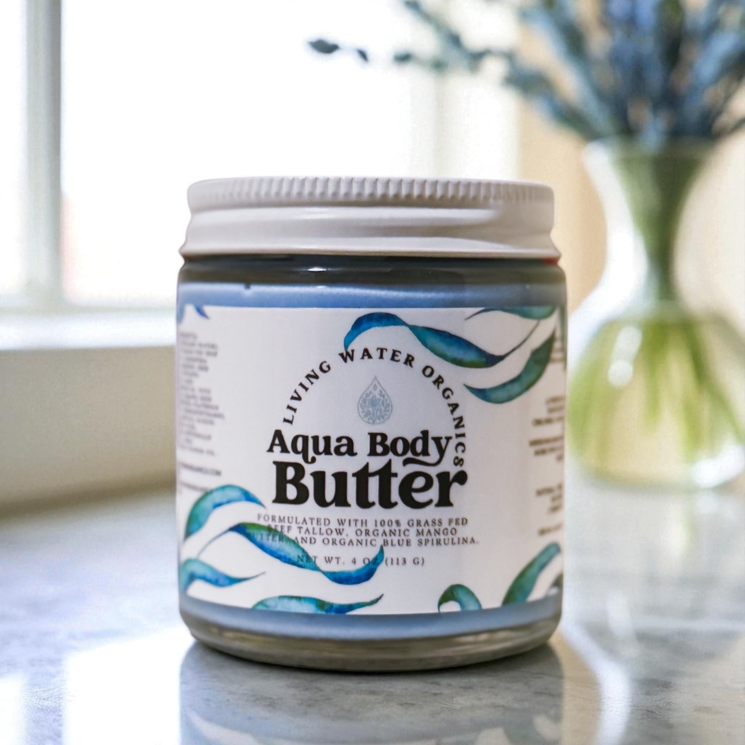 Beachy Tallow Body Butter with Organic Blue Spirulina and Grass Fed Tallow