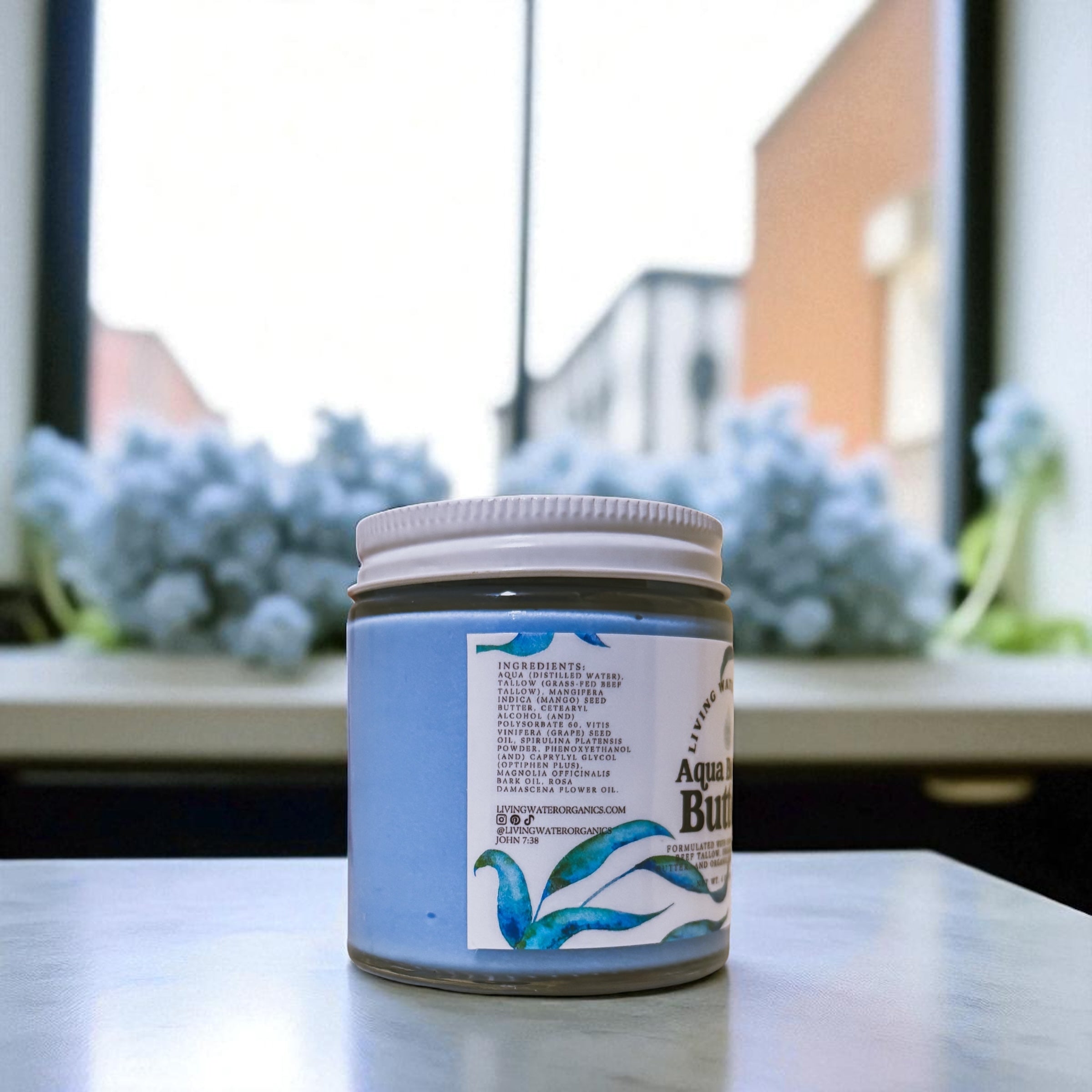 Beachy Tallow Body Butter with Organic Blue Spirulina and Grass Fed Tallow