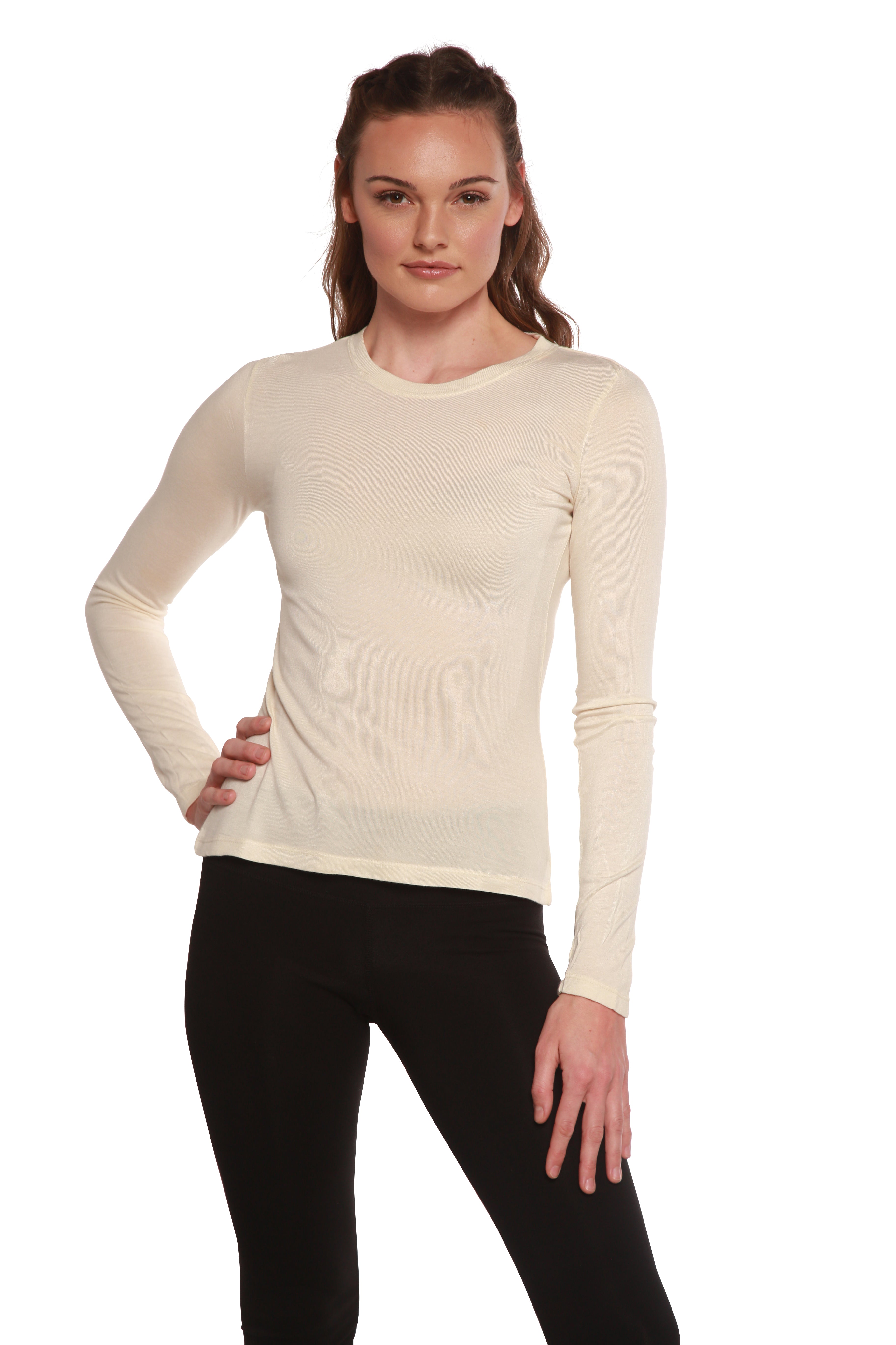 Clearance Women's Scoop Neck 100% Bamboo Viscose Long Sleeve Shirt